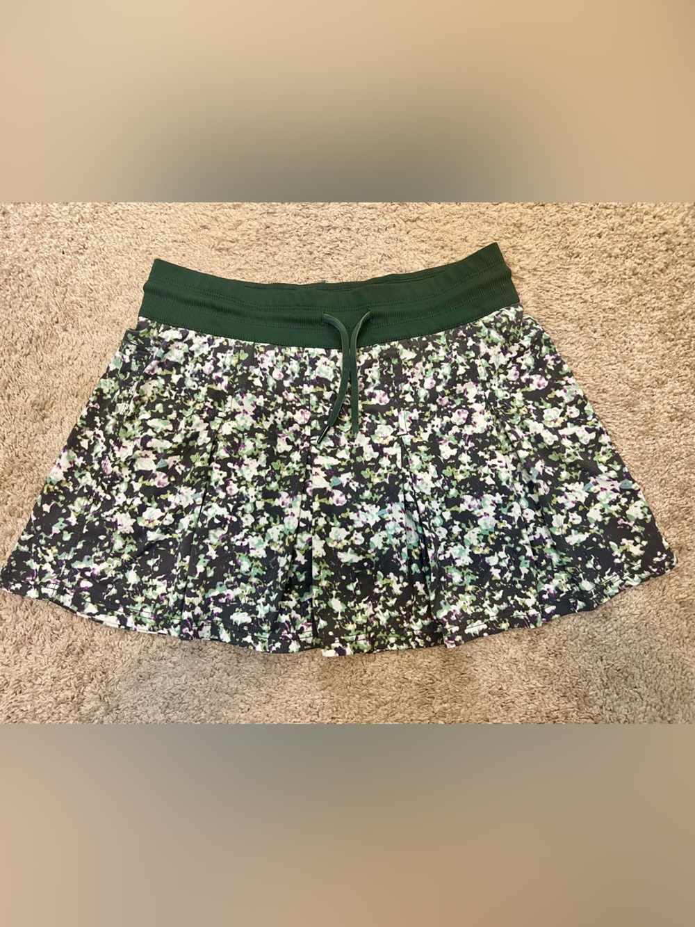 The North Face Green Floral Athletic Skort Green/Purple Drawstring Waist Size M